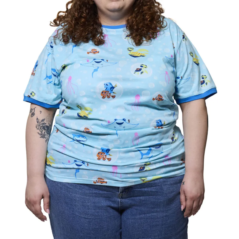 Pixar Finding Nemo 20Th Anniversary Bubbles Unisex Ringer Tee Fashion