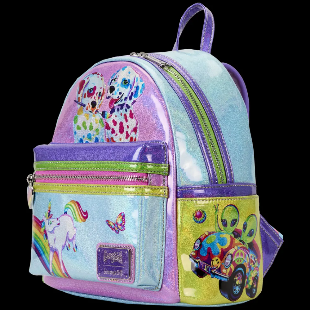 Lisa Frank Holographic Glitter Color Block Mini Backpack Discount