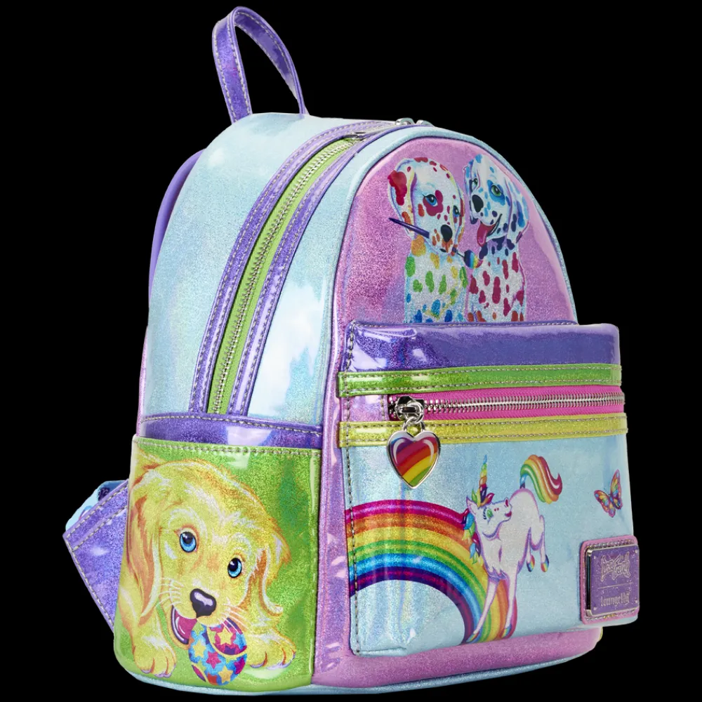 Lisa Frank Holographic Glitter Color Block Mini Backpack Discount