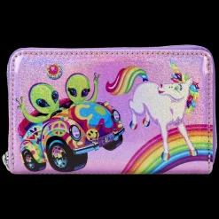 Lisa Frank Holographic Glitter Color Block Zip Around Wallet Discount