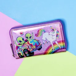 Lisa Frank Holographic Glitter Color Block Zip Around Wallet Discount