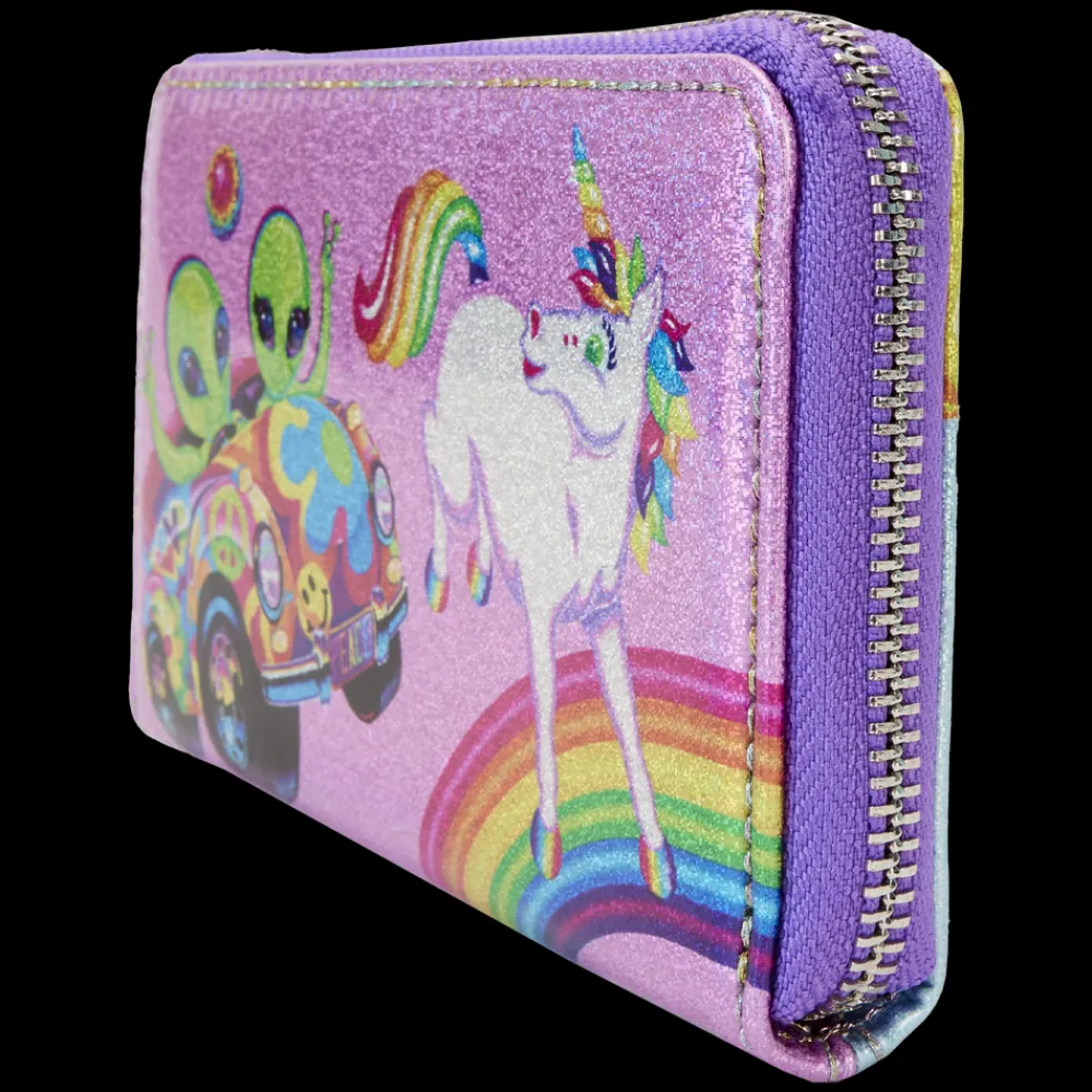 Lisa Frank Holographic Glitter Color Block Zip Around Wallet Discount