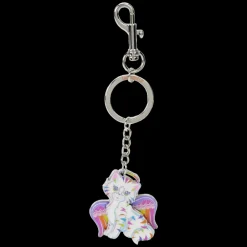 Lisa Frank Holographic Glitter Angel Kitty Moving Keychain New