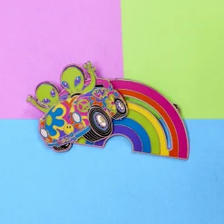 Lisa Frank Zoomer & Zorbit Rainbow 3" Collector Box Sliding Pin Fashion