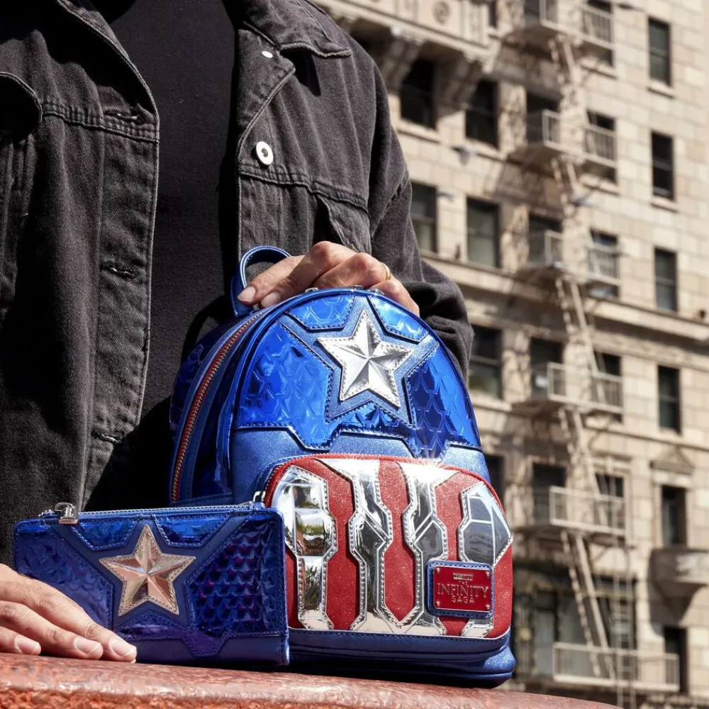 Marvel Metallic Captain America Cosplay Mini Backpack Online