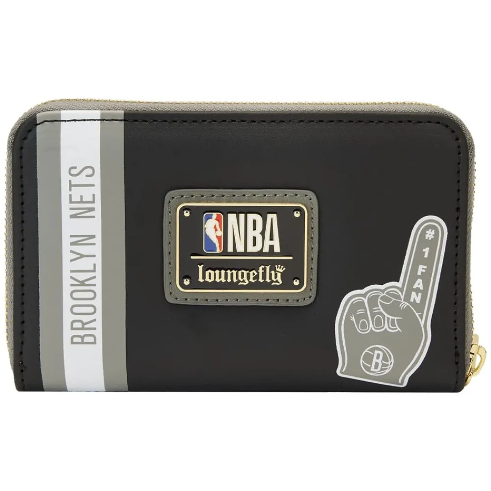 NBA Brooklyn Nets Patch Icons Zip Around Wallet New