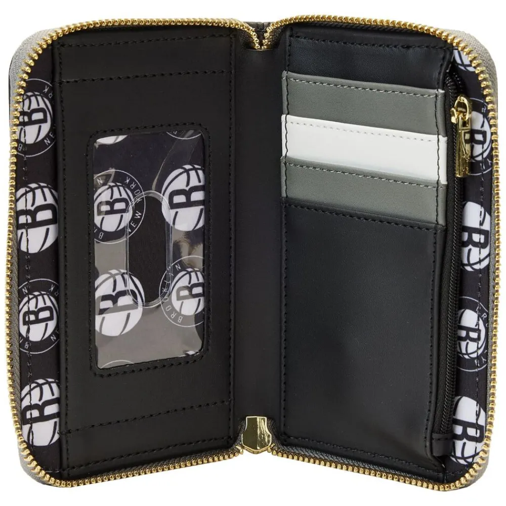 NBA Brooklyn Nets Patch Icons Zip Around Wallet New