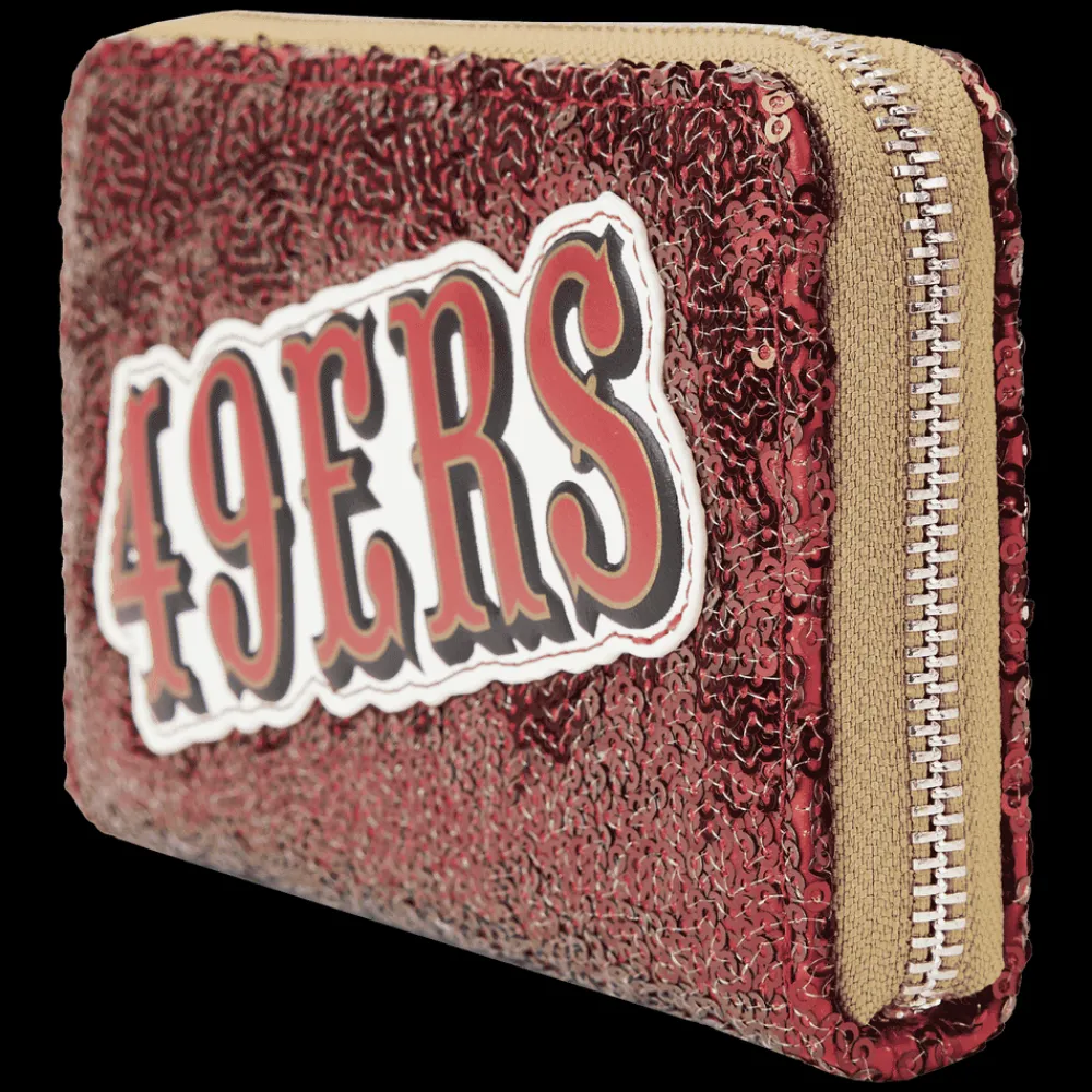 NFL San Francisco 49Ers Sequin Zip Around Wallet Hot