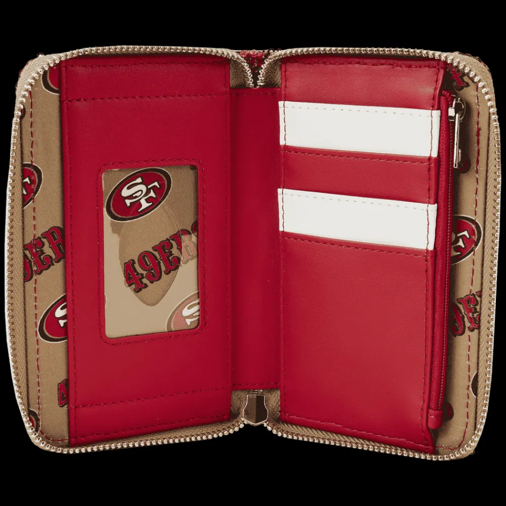 NFL San Francisco 49Ers Sequin Zip Around Wallet Hot
